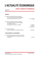 Cover of Volume 88, Number 1, March 2012, pp. 5-171, L'Actualité économique