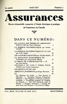 Cover of Volume 5, Number 1, 1937, pp. 1-60, Assurances