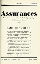 Cover of Volume 5, Number 2, 1937, pp. 1-120, Assurances