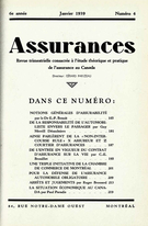 Cover of Volume 6, Number 4, 1939, pp. 165-224, Assurances
