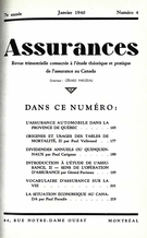Cover of Volume 7, Number 4, 1940, pp. 165-224, Assurances