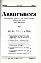 Cover of Volume 10, Number 1, 1942, pp. 1-38, Assurances