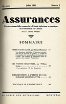 Cover of Volume 13, Number 2, 1945, pp. 51-90, Assurances