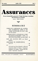 Cover of Volume 19, Number 2, 1951, pp. 47-99, Assurances