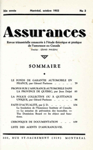Cover of Volume 20, Number 3, 1952, pp. 1-116, Assurances