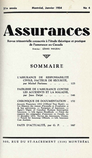 Cover of Volume 21, Number 4, 1954, pp. 123-161, Assurances