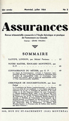 Cover of Volume 22, Number 2, 1954, pp. 37-74, Assurances