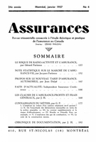 Cover of Volume 24, Number 4, 1957, pp. 137-201, Assurances