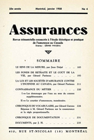Cover of Volume 25, Number 4, 1958, pp. 183-244, Assurances