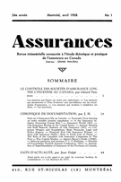 Cover of Volume 26, Number 1, 1958, pp. 1-54, Assurances