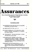 Cover of Volume 28, Number 1, 1960, pp. 1-59, Assurances