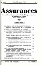 Cover of Volume 29, Number 3, 1961, pp. 1-200, Assurances