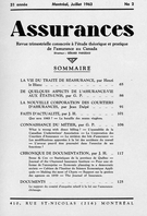 Cover of Volume 31, Number 2, 1963, pp. 65-132, Assurances