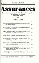Cover of Volume 36, Number 2, 1968, pp. 89-167, Assurances