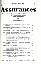 Cover of Volume 38, Number 2, 1970, pp. 89-167, Assurances