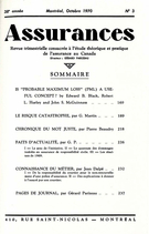 Cover of Volume 38, Number 3, 1970, pp. 169-255, Assurances
