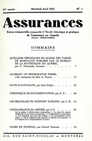 Cover of Volume 41, Number 1, 1973, pp. 1-102, Assurances