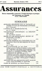 Cover of Volume 41, Number 3, 1973, pp. 189-274, Assurances
