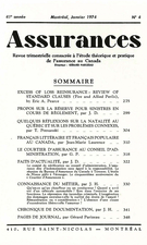 Cover of Volume 41, Number 4, 1974, pp. 275-358, Assurances
