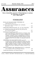 Cover of Volume 44, Number 3, 1976, pp. 143-217, Assurances