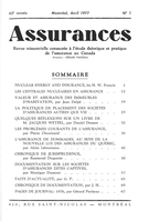 Cover of Volume 45, Number 1, 1977, pp. 1-72, Assurances