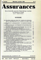 Cover of Volume 51, Number 4, 1984, pp. 437-578, Assurances