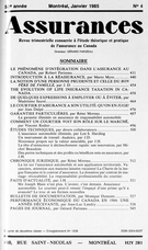 Cover of Volume 52, Number 4, 1985, pp. 431-554, Assurances