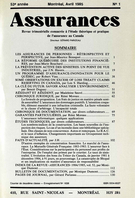 Cover of Volume 53, Number 1, 1985, pp. 1-140, Assurances