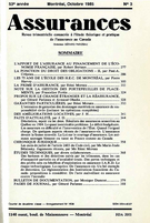 Cover of Volume 53, Number 3, 1985, pp. 277-397, Assurances