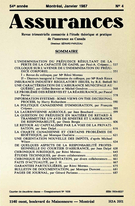 Cover of Volume 54, Number 4, 1987, pp. 537-697, Assurances