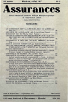 Cover of Volume 55, Number 2, 1987, pp. 149-294, Assurances