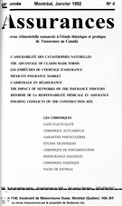 Cover of Volume 59, Number 4, 1992, pp. 461-610, Assurances