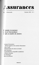 Cover of Volume 60, Number 3, 1992, pp. 369-556, Assurances