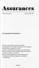 Cover of Volume 61, Number 4, 1994, pp. 541-709, Assurances