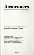 Cover of Volume 63, Number 3, 1995, pp. 325-512, Assurances