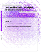 Cover of Volume 8, Number 1, Summer 2013, pp. 1-123, Les ateliers de l'éthique / The Ethics Forum