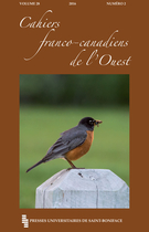 Cover of Volume 28, Number 2, 2016, pp. 211-408, Cahiers franco-canadiens de l'Ouest