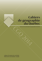 Cover of Volume 58, Number 163, April 2014, pp. 7-149, Cahiers de géographie du Québec