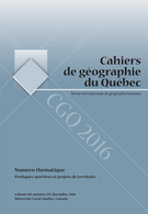 Cover of Pratiques sportives et projets de territoire, Volume 60, Number 171, December 2016, pp. 433-611, Cahiers de géographie du Québec