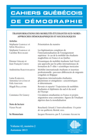 Cover of Transformations des mobilités étudiantes sud-nord : approches démographiques et sociologiques, Volume 42, Number 2, Fall 2013, pp. 183-401, Cahiers québécois de démographie