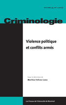 Cover of Violence politique et conflits armés, Volume 45, Number 1, Spring 2012, pp. 5-298, Criminologie
