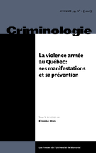 Cover for issue 'La violence armée au Québec : ses manifestations et sa prévention' of the journal 'Criminologie'