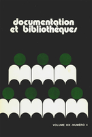 Cover of Volume 19, Number 4, December 1973, pp. 146-190, Documentation et bibliothèques