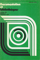 Cover of Volume 21, Number 4, December 1975, pp. 179-239, Documentation et bibliothèques