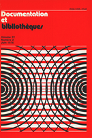Cover of Volume 22, Number 2, June 1976, pp. 55-99, Documentation et bibliothèques