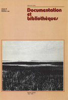 Cover of Volume 26, Number 4, December 1980, pp. 183-236, Documentation et bibliothèques