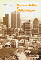 Cover of Volume 28, Number 3, July–September 1982, pp. 99-136, Documentation et bibliothèques