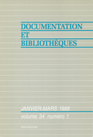 Cover of Volume 34, Number 1, January–March 1988, pp. 3-40, Documentation et bibliothèques
