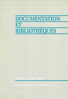 Cover of Volume 34, Number 2, April–June 1988, pp. 43-81, Documentation et bibliothèques