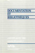 Cover of Volume 36, Number 1, January–March 1990, pp. 3-39, Documentation et bibliothèques